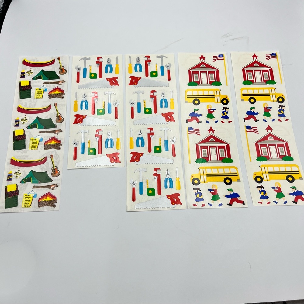Vintage Mrs. Grossman Colorful Camping and School stickers Decals